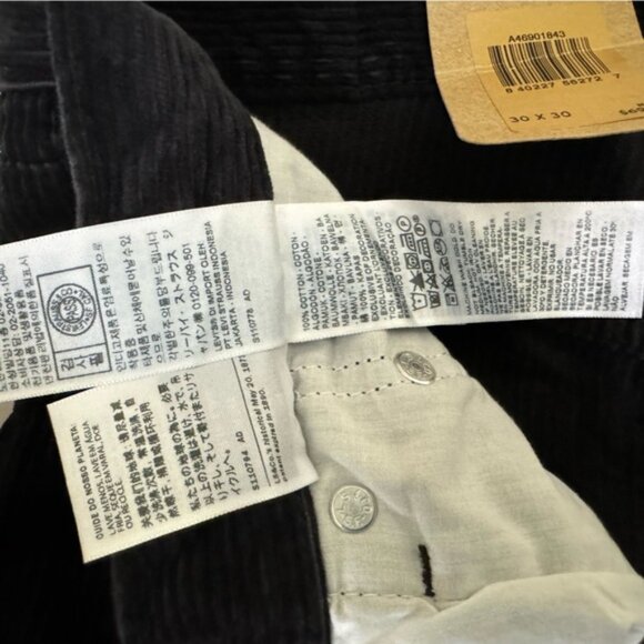 Levi’s NEW Corduroy Straight Leg Zip Mid Rise Pockets Pants Jeans Black 30 Goth - Picture 10 of 16